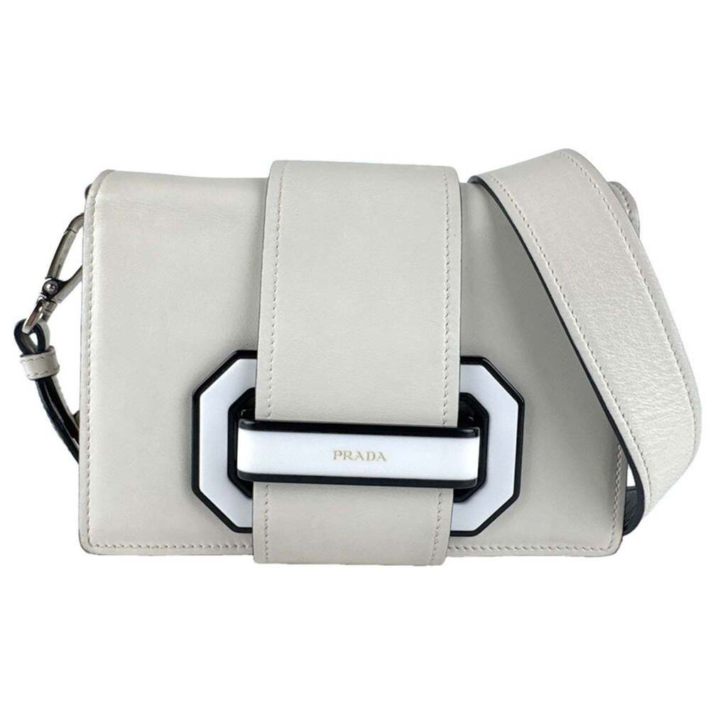 PRADA White Leather Shoulder Bag